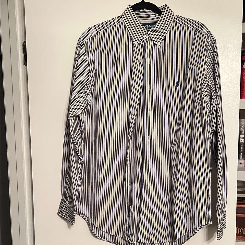 Ralph Lauren Blue and Yellow Striped Dress Shirt